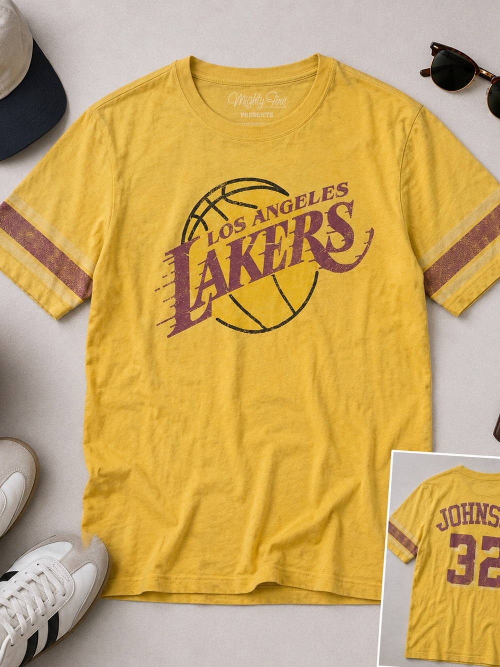 Mighty Fine Yellow Los Angeles Hardwood Classics Tee